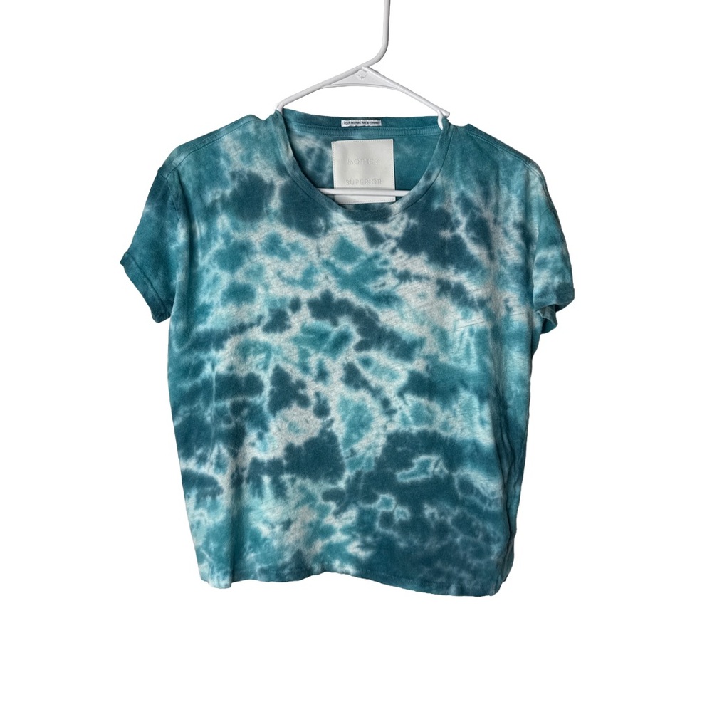 MOTHER Superior Women’s ‘High Sparrow’ Linen Cotton Blue Tie-Dye Babydoll Tee XS